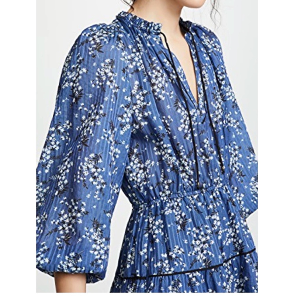 ULLA JOHNSON Brienne Dress Floral Peasant Style Mini Dress Size 8 - Picture 2 of 16